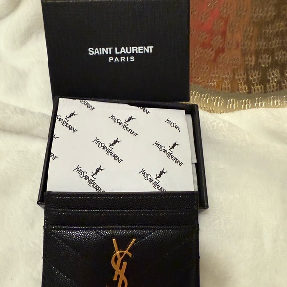 Saint Laurent Black and Gold Wallet - Picture 1 of 3